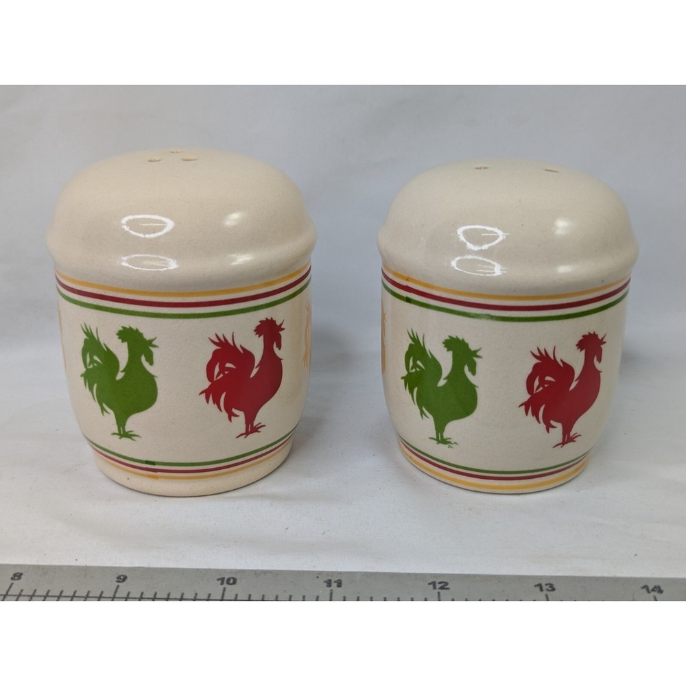 Kathy Hatch Rooster Salt Pepper Shakers Lot‎ Ceramic